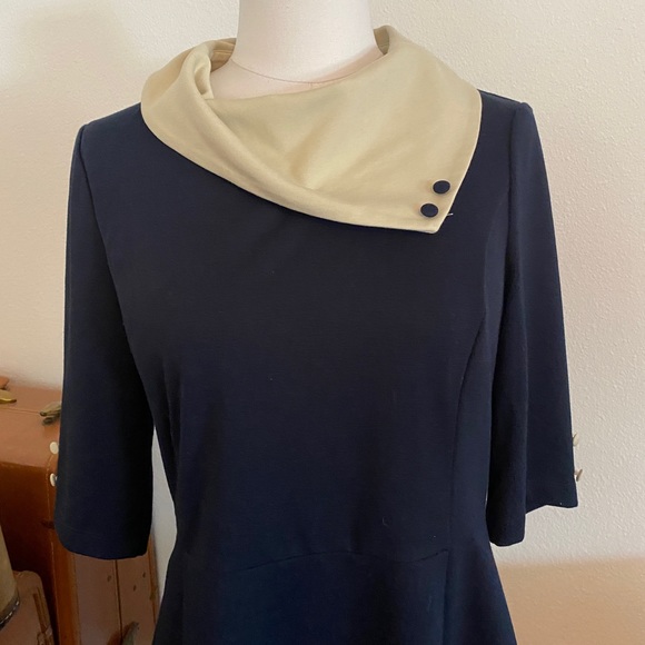 Miss Patina Vintage Style Parisian Port Peter Pan Collar Dress Navy Modcloth - Picture 2 of 8